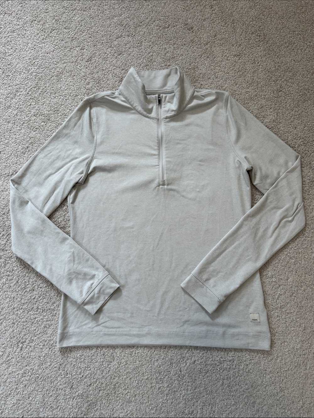 Vuori Half Zip Mock Neck Long Sleeve Cream Size M
